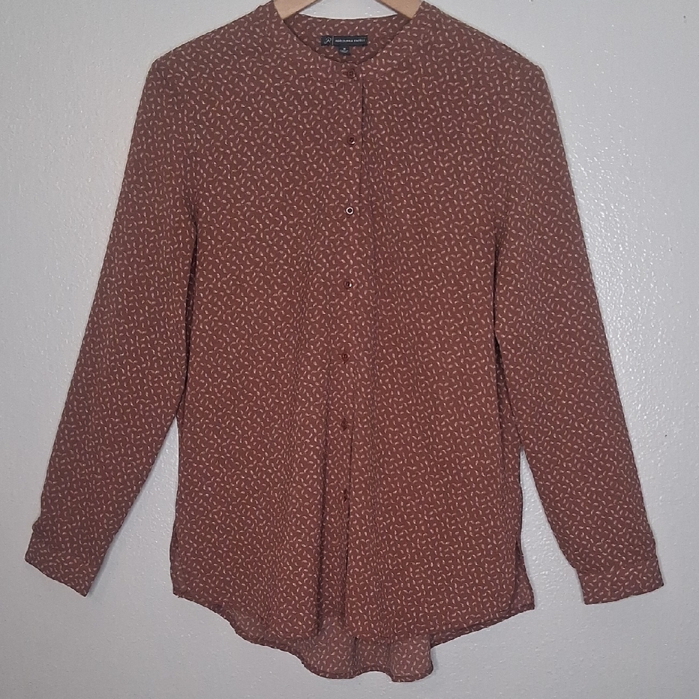 Adrianna Papell Collared Blouse Quiet Luxury Office Long Sleeve M